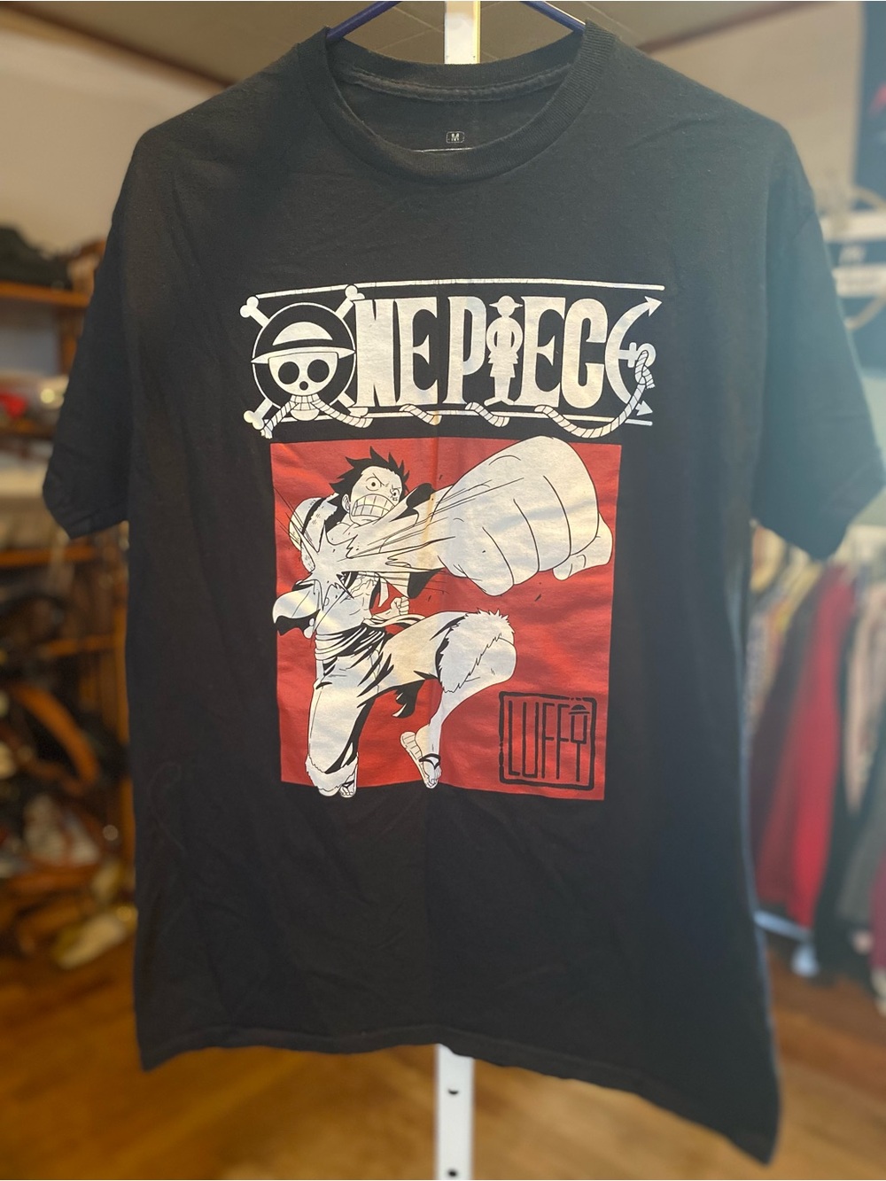 Onepiece Ripple Junction Luffy Graphic Tee - Black & Red